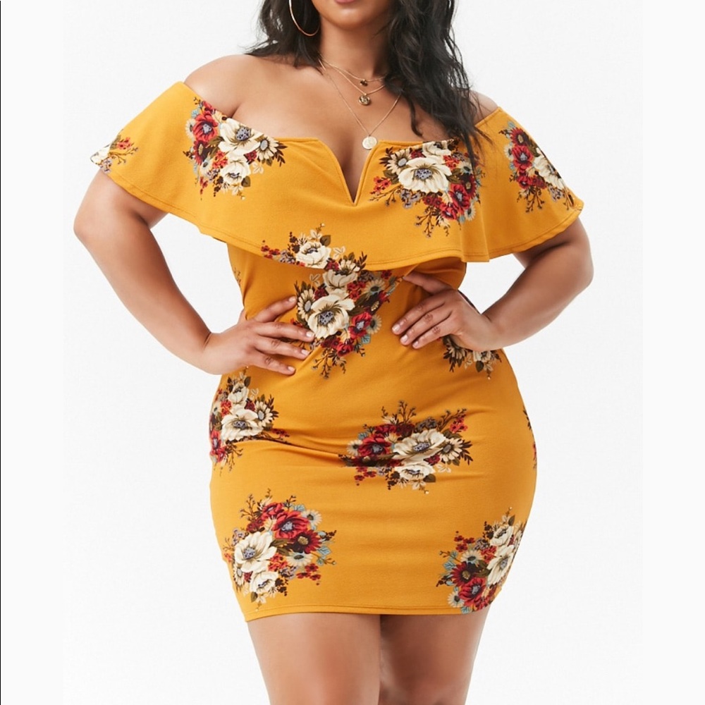 Floral Off-the-Shoulder Bodycon Mini Dress